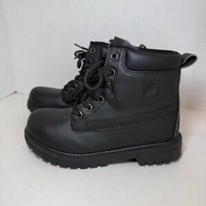 FILA Boys Edgewater Hiking Lace Up Boots Black Youth Size 3.5